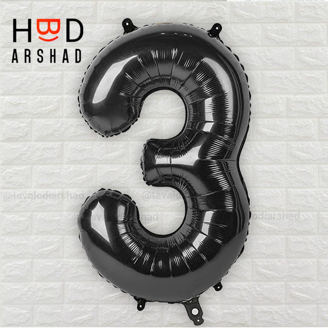 بادکنک فویلی عدد 3 مشکی ۳۲ اینچ